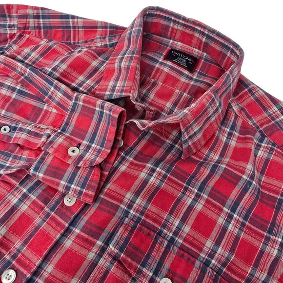 UNTUCKit Button‎ Up Casual Shirt Large Tall Slim Men's Pink Blue Long Sleeve - Picture 1 of 6